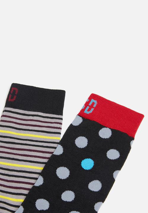 Sock Doctor - 2 Pack stripe and polka dot sock - multi
