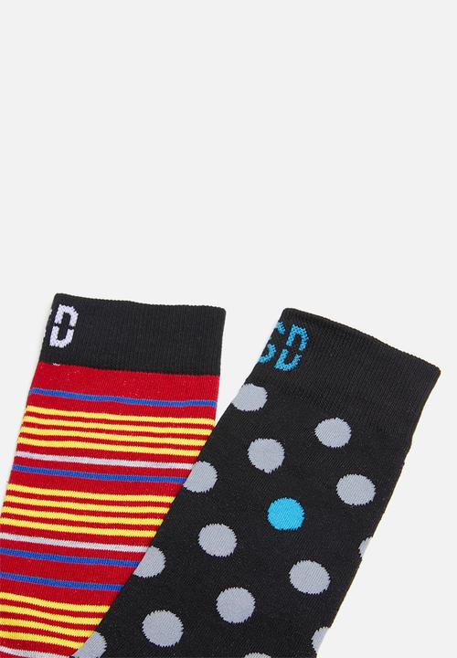 Sock Doctor - 2 Pack polka dot and stripe sock - multi