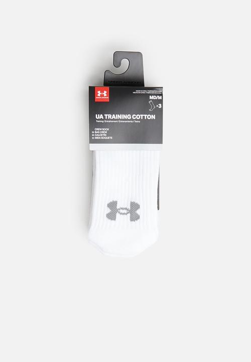 Under Armour - UA training cotton crew socks - white