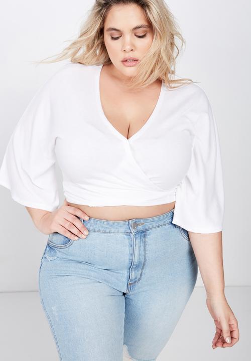 Cotton On - Curve jude kimono tie up front top - white
