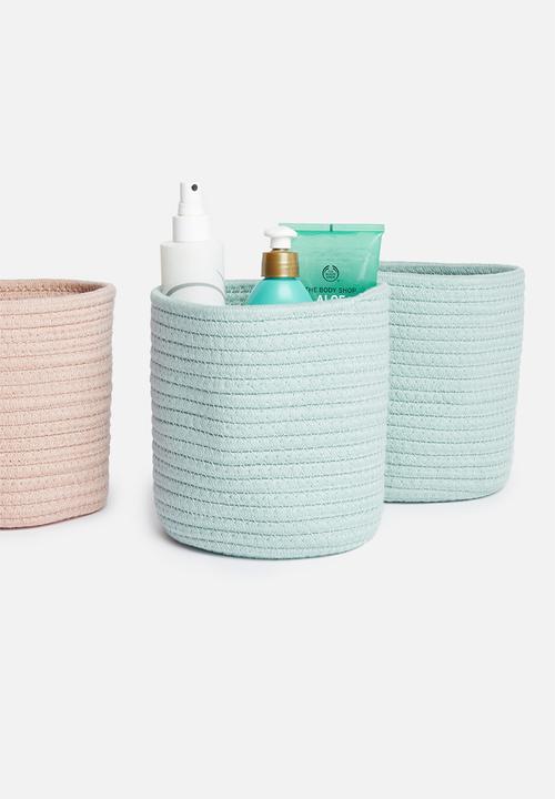 Sixth Floor - Cotton rope storage basket set of 2 - duck egg
