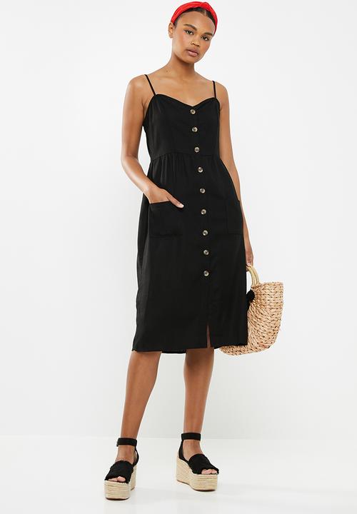 Cotton On - Woven beth button front midi dress - black