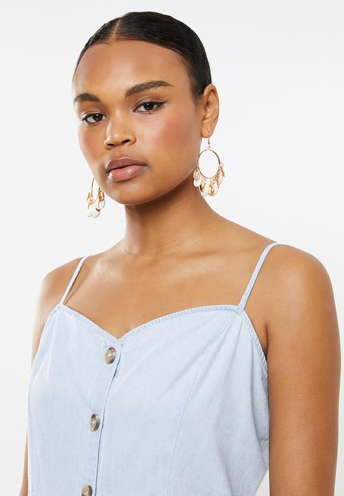 Cotton On - Woven beth button front midi dress - blue 