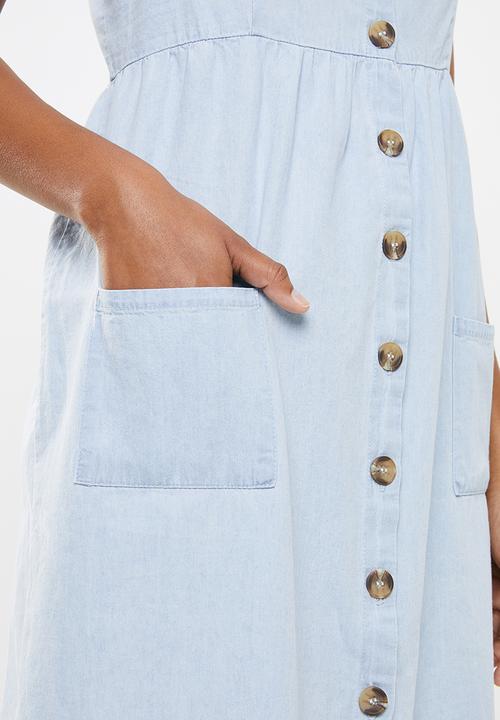 Cotton On - Woven beth button front midi dress - blue 