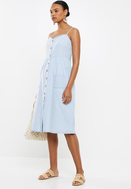 Cotton On - Woven beth button front midi dress - blue 