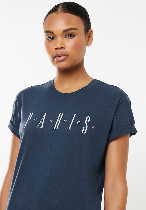 Cotton On - Classic slogan T-shirt paris - navy 