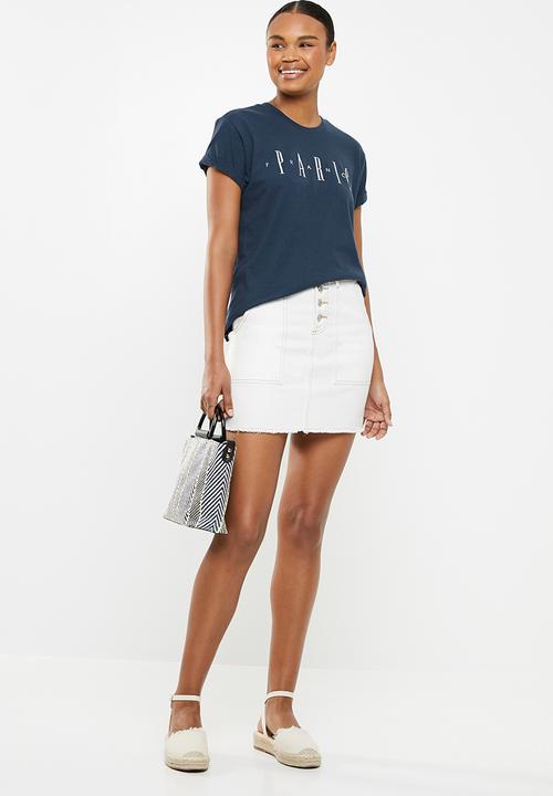 Cotton On - Classic slogan T-shirt paris - navy 