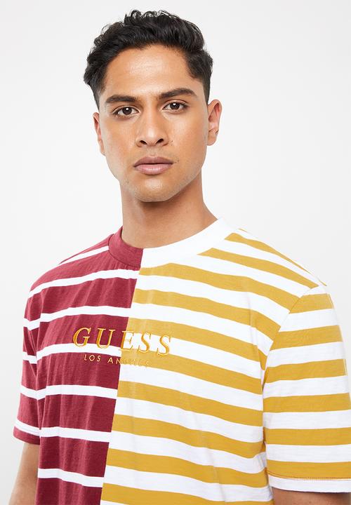 GUESS - Short sleeve go spliced stripe crew - multi
