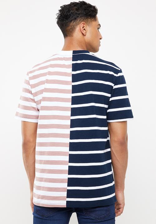 GUESS - Short sleeve go spliced stripe crew - multi