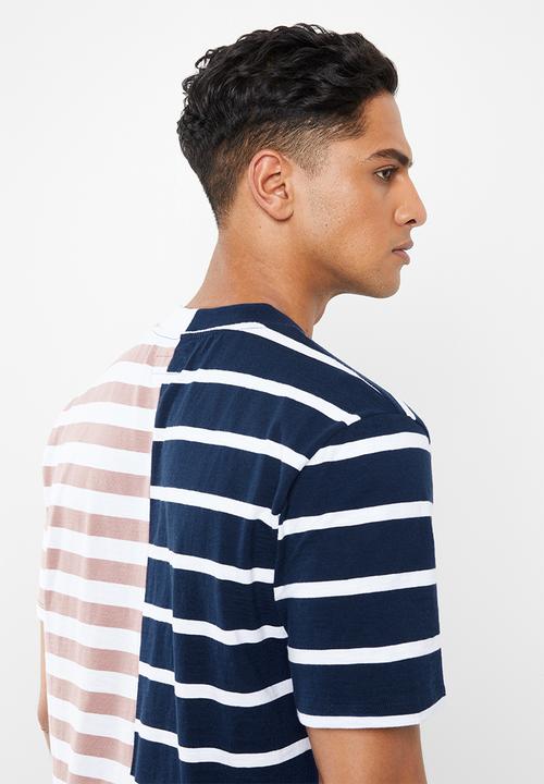 GUESS - Short sleeve go spliced stripe crew - multi