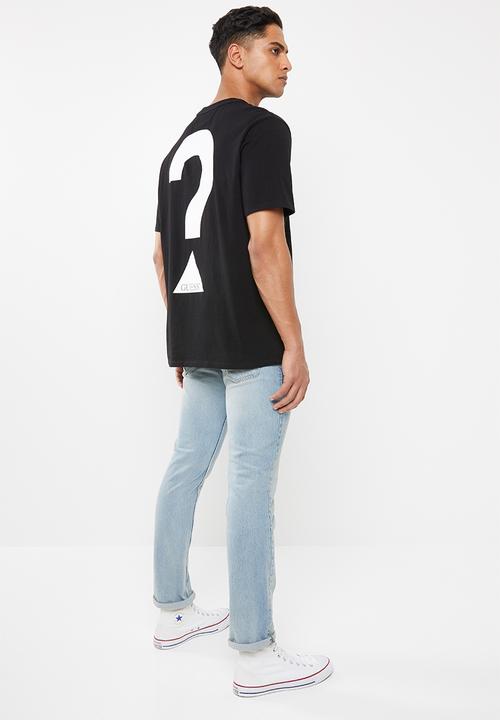 GUESS - Short sleeve basic question mark logo crew tee - black