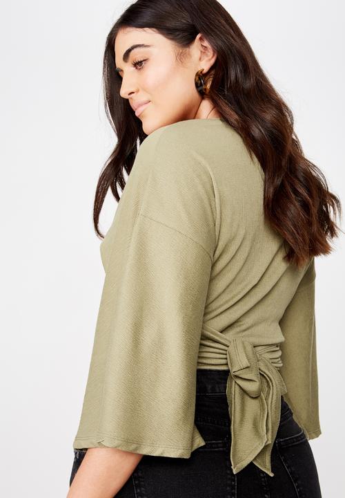 Cotton On - Curve jude kimono tie up front - green
