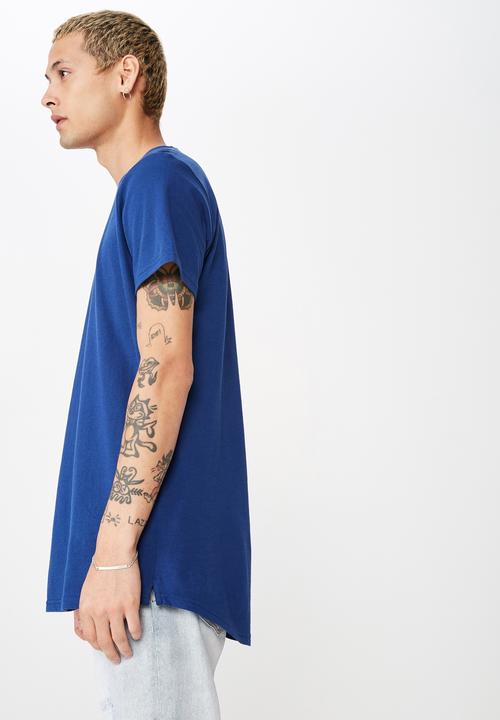 Cotton On - Essential longline curved hem T-shirt - blue