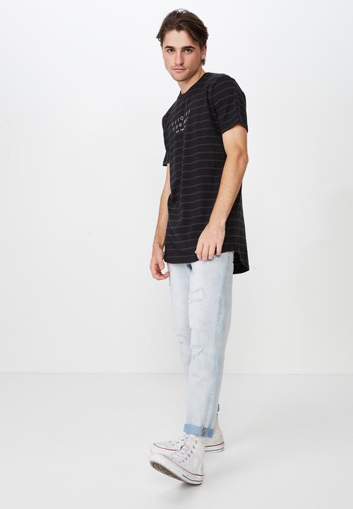 Cotton On - Longline scoop hem tee - black