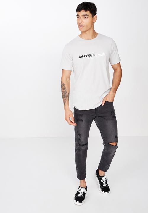 Cotton On - Tbar text T-shirt - grey