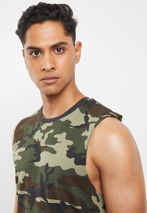 Cotton On - Longer length curve hem muscle tank top - green