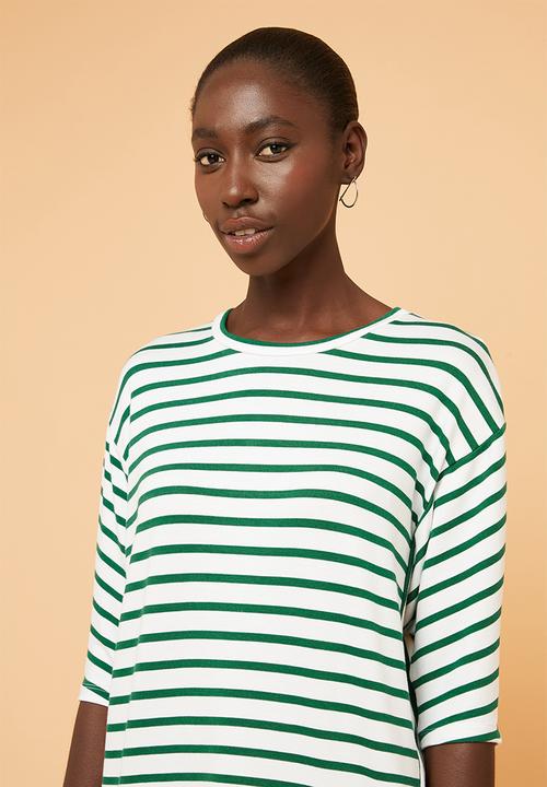 Superbalist - Relaxed tee dress - green & white