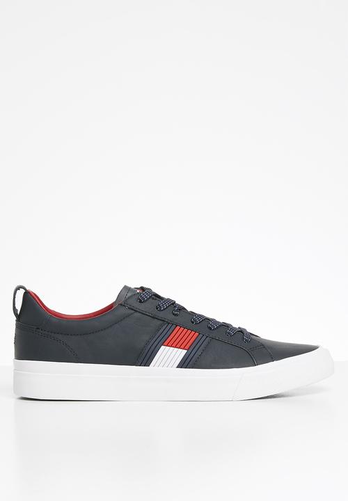 Tommy Hilfiger - Leather flag detail sneaker - navy