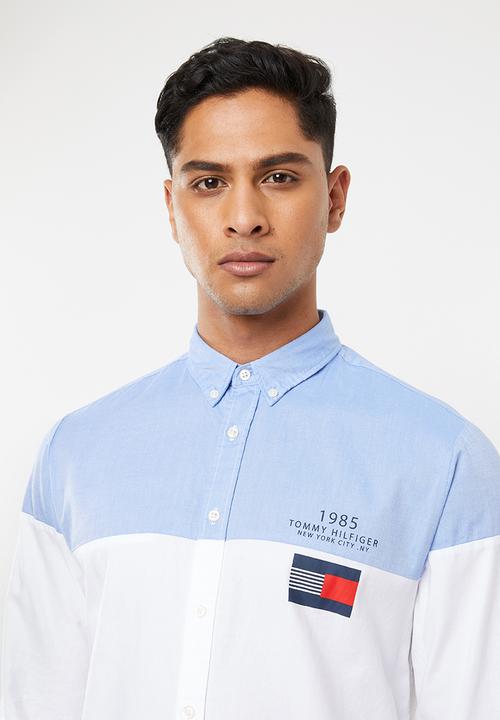 Tommy Hilfiger - Colourblock shirt - blue & white