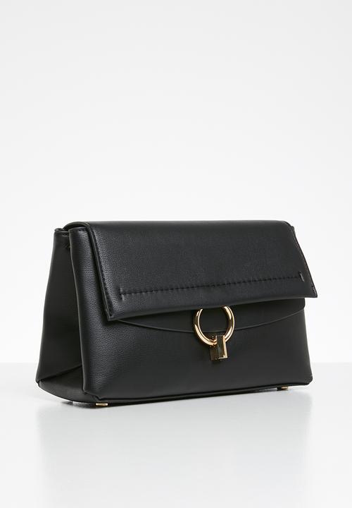 MANGO - Ring flap bag - black