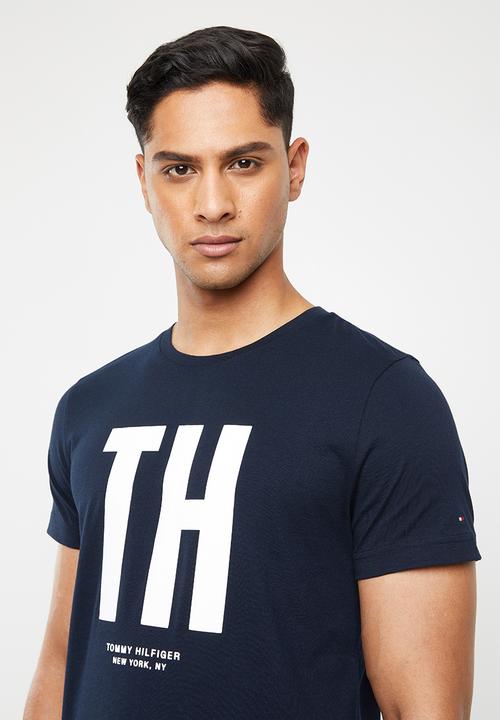 Tommy Hilfiger - Monogram print cotton tee - navy 