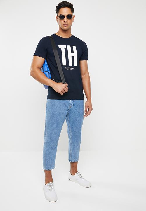 Tommy Hilfiger - Monogram print cotton tee - navy 