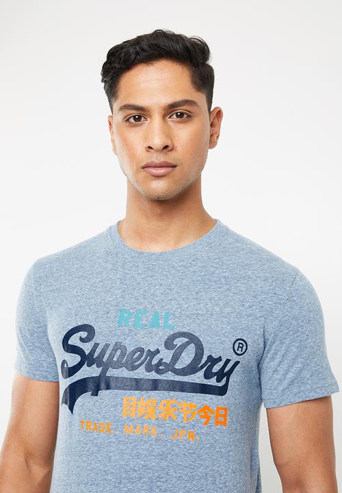 Superdry. - Vintage logo neon lite tee - blue