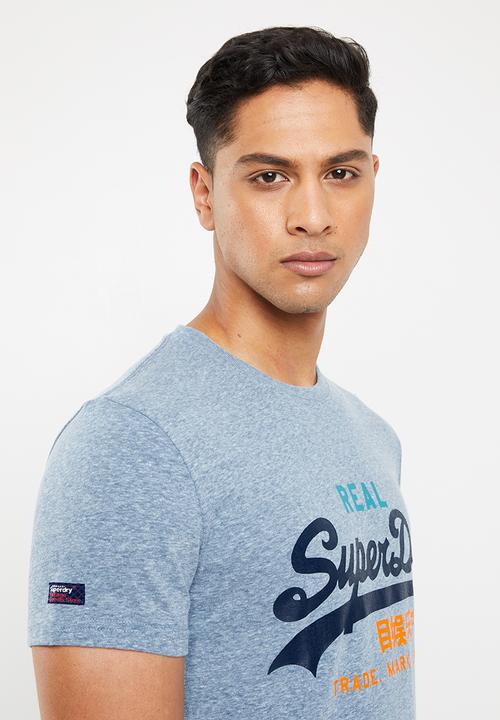Superdry. - Vintage logo neon lite tee - blue