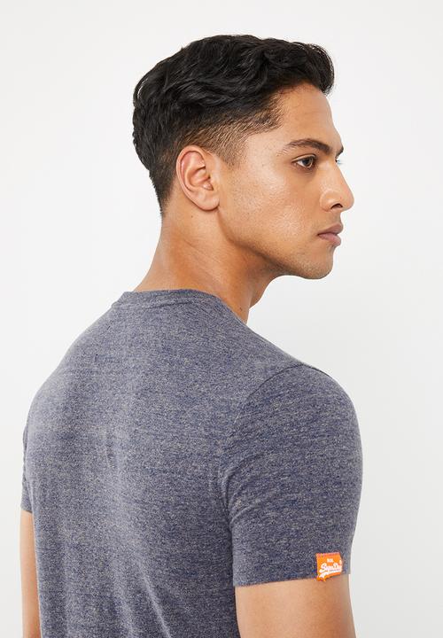 Superdry. - Orange label vintage embroidery v-neck tee - navy