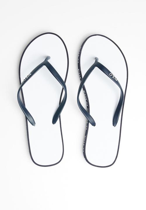 POLO - Sophia flip flops - white & navy