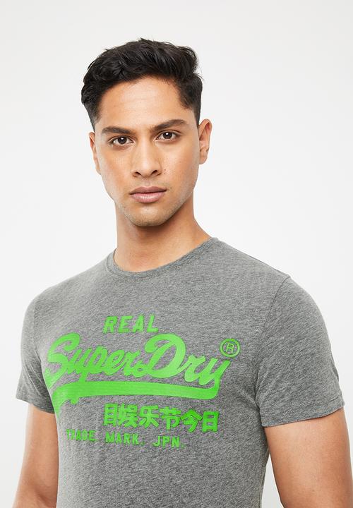 Superdry. - Vintage logo neon lite tee - grey