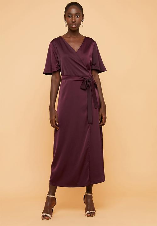 Superbalist - Wrap over kimono dress - burgundy