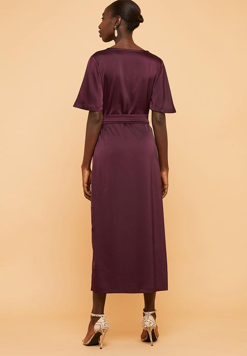 Superbalist - Wrap over kimono dress - burgundy