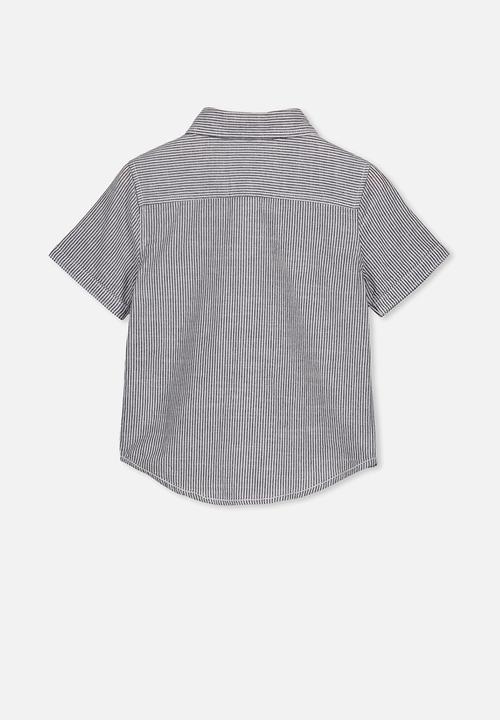 Cotton On - Resort short sleeve stripe shirt - black & white