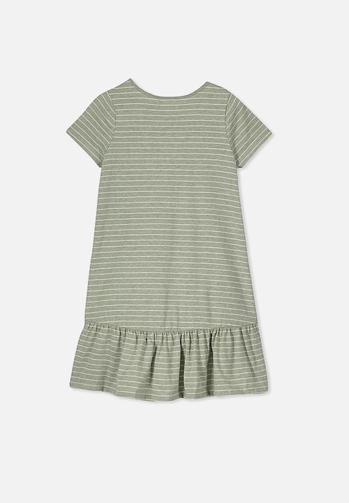 Cotton On - Joss short sleeve stripe dress - khaki
