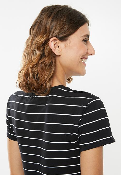 POLO - Ariana printed stripe tee - black & white 