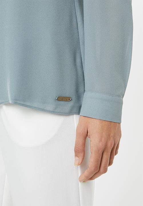 POLO - Lilly long sleeve pintuck blouse - blue