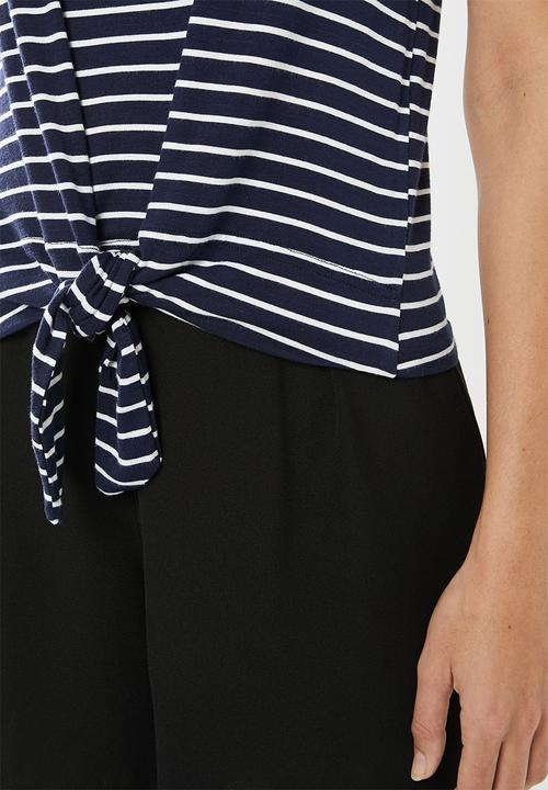edit - Knot front tee - navy & white