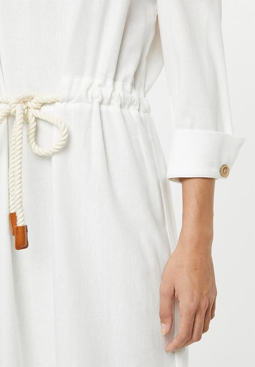 edit - Linen rope front dress - white
