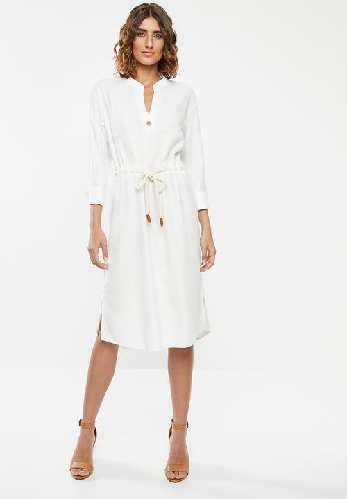 edit - Linen rope front dress - white
