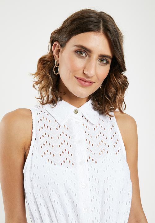 POLO - Dawson anglaise dress - white