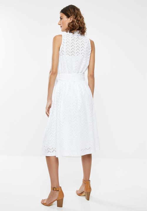 POLO - Dawson anglaise dress - white