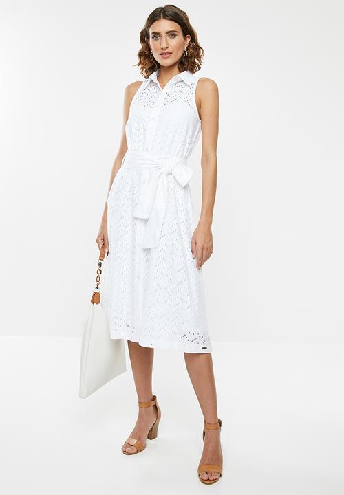 POLO - Dawson anglaise dress - white
