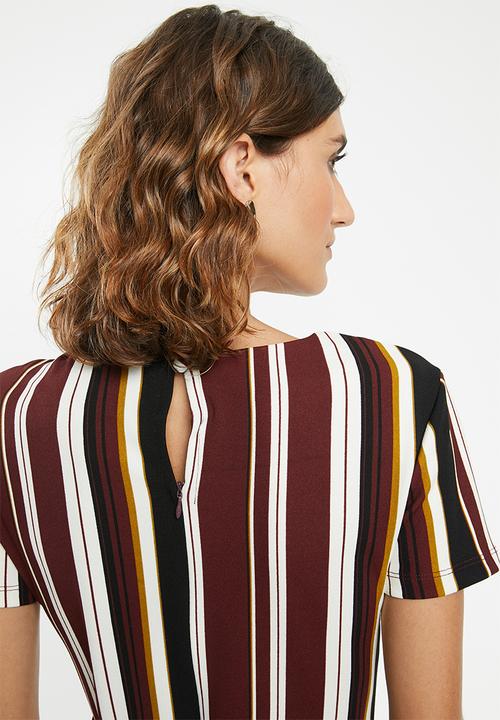 edit - Fitted dress with tie belt - multi