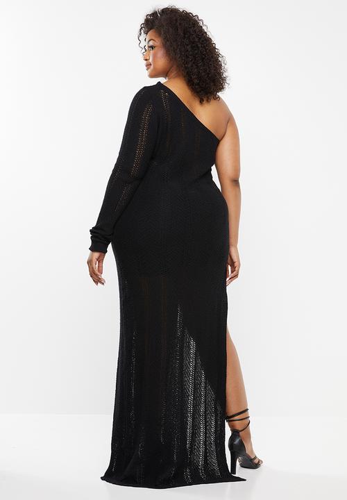 Missguided - Curve one shoulder maxi dress - black