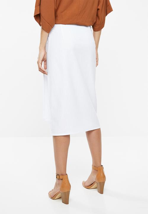 edit - Linen blend wrap skirt - white