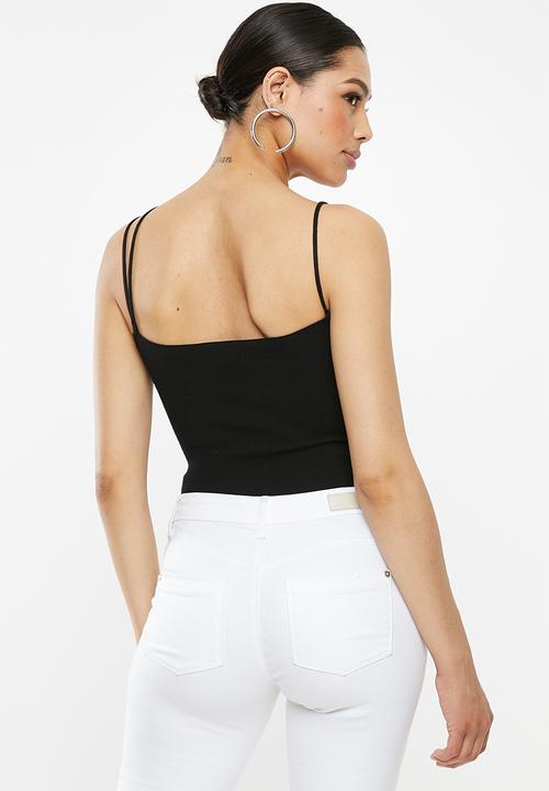 Missguided - Multi strap knitted bodysuit - black