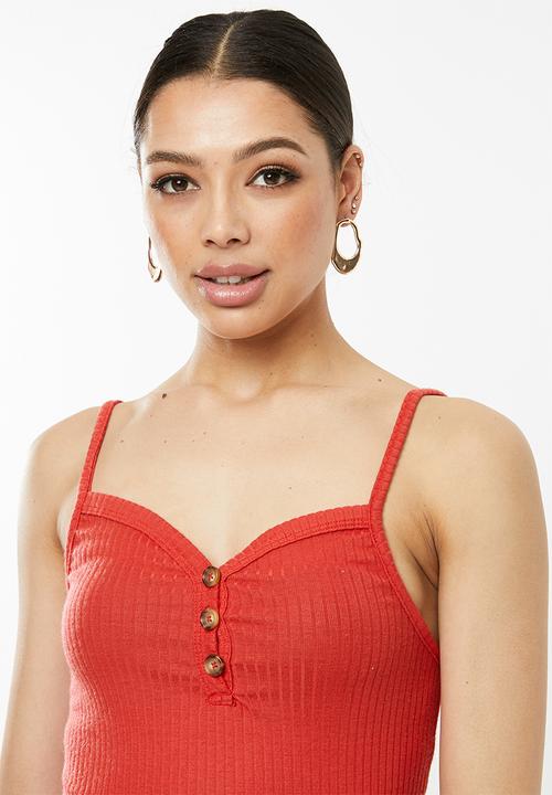 Missguided - Button cami - red
