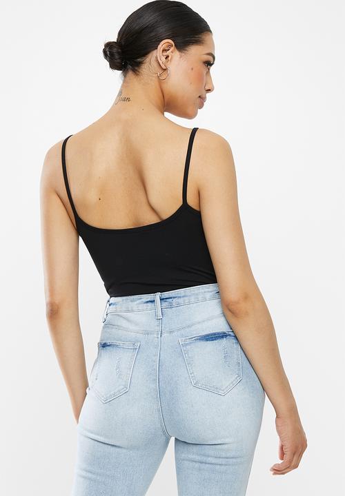 Missguided - Black strappy cami bodysuit - black