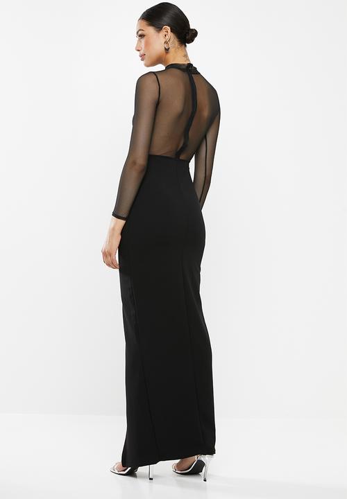 Missguided - Mesh insert maxi dress - black